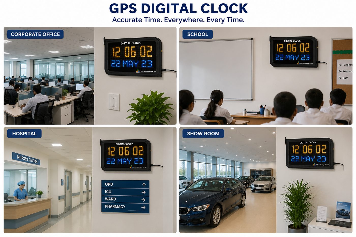 GPS digital clock in various applications